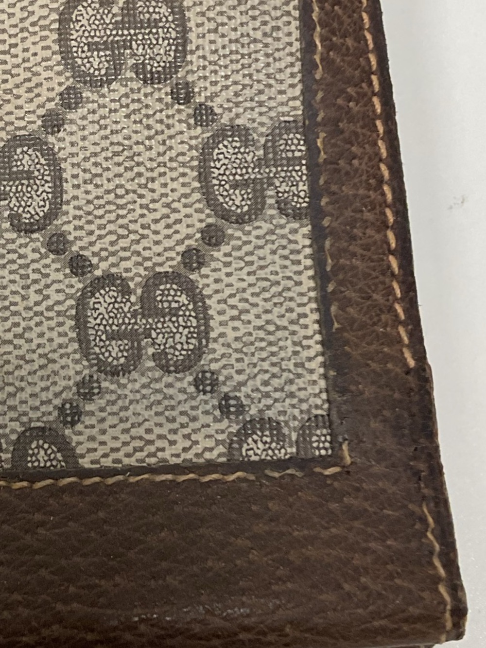 Gucci Vintage GG Supreme Wallet Brown Leather Trim Bifold Snap Coin Purse Italy - Picture 2 of 16